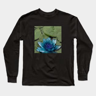 Lotus2-Blue Long Sleeve T-Shirt